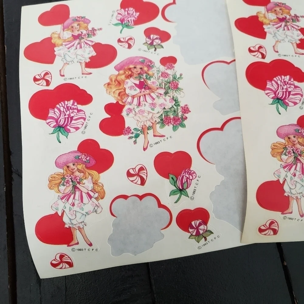 Peppermint Rose Vintage 1993 Stickers Valentine's Hearts Blonde Striped Bundle